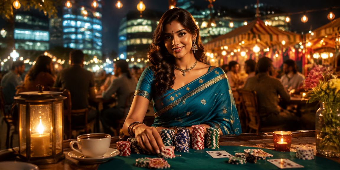 Indian woman playing Teen Patti on mobile