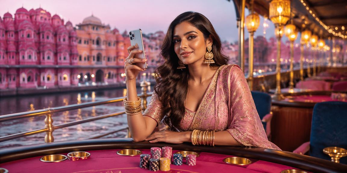 Player enjoying baccarat game in Jaipur casino setting