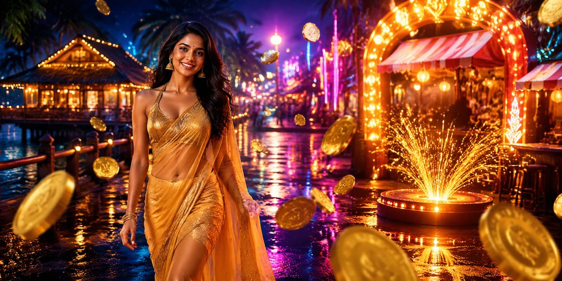 Bustling Kerala night market with vibrant lighting and colorful stalls